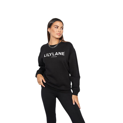 Black - Front - Lily Lane Womens-Ladies Valeria Crew Neck Sweatshirt