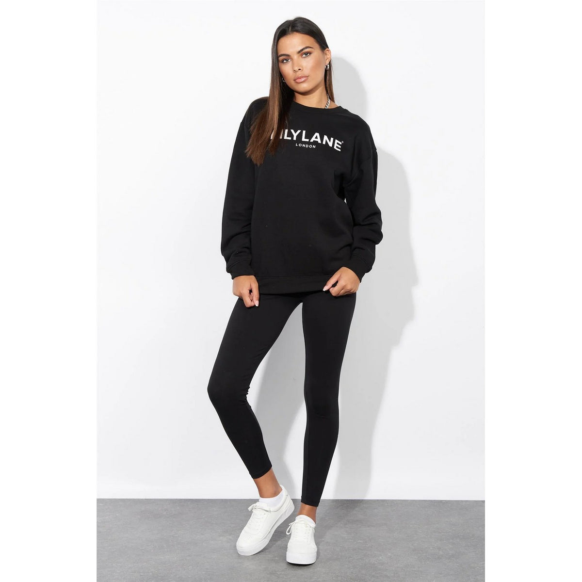 Black - Pack Shot - Lily Lane Womens-Ladies Valeria Crew Neck Sweatshirt