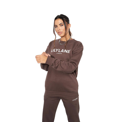 Brown - Front - Lily Lane Womens-Ladies Valeria Crew Neck Sweatshirt