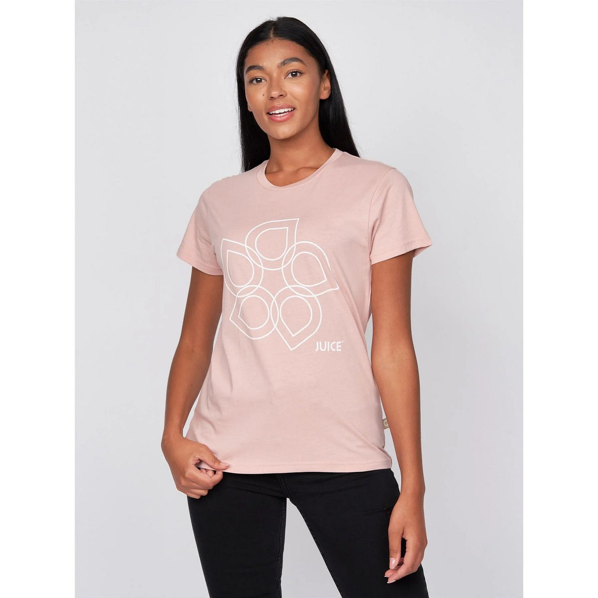 White-Sage-Pink - Close up - Juice Womens-Ladies Laymere Soft T-Shirt (Pack of 3)