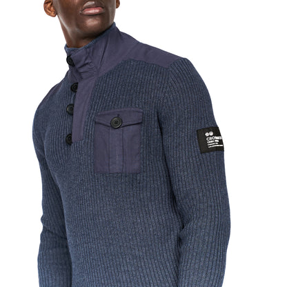 Navy Marl - Lifestyle - Crosshatch Mens Crickets Chunky Knit Jumper