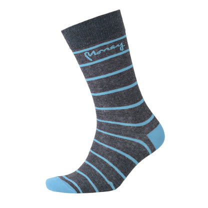 Charcoal Marl - Side - Money Mens Striped Socks (Pack of 3)