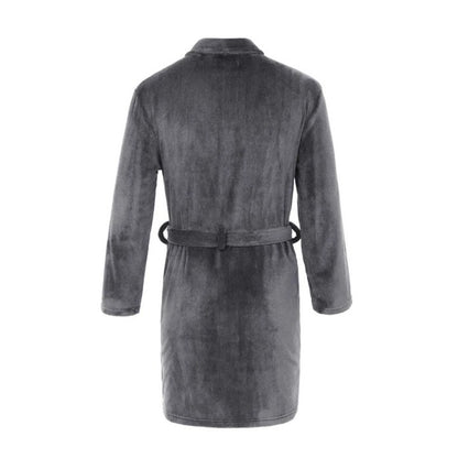 Grey Marl - Back - Crosshatch Mens Sundberg Collared Robe