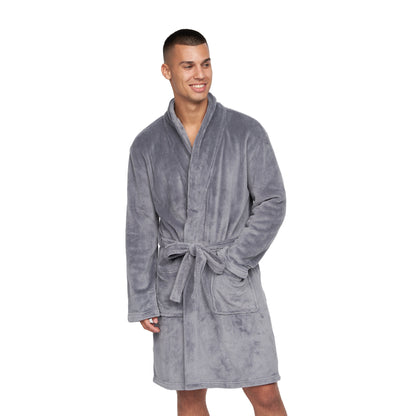 Grey Marl - Side - Crosshatch Mens Sundberg Collared Robe
