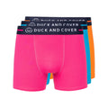 Pink-Blue-Orange - Front - Duck and Cover Mens Scorla Neon Boxer Shorts (Pack of 3)