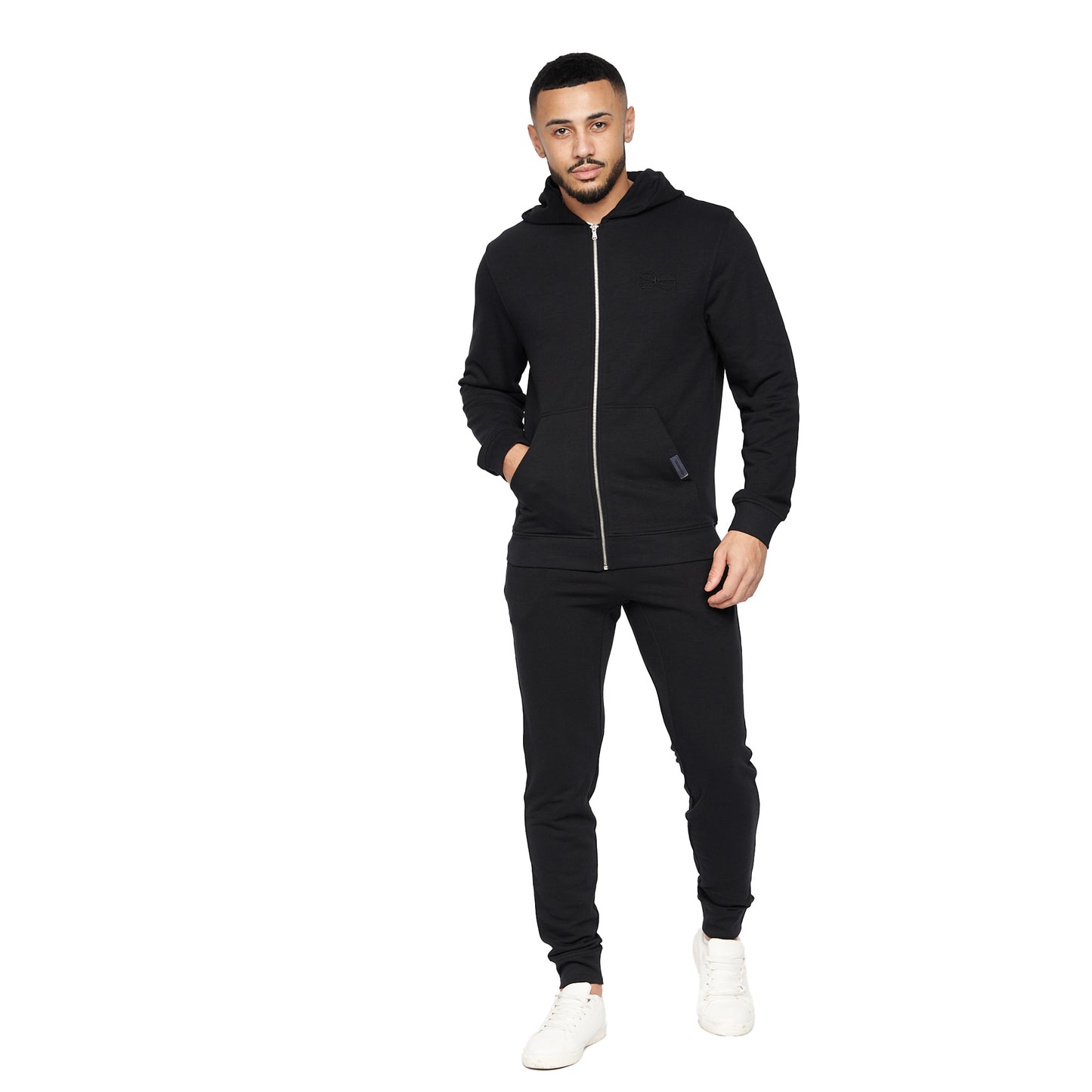 Black - Lifestyle - Crosshatch Mens Braxson Full Zip Hoodie