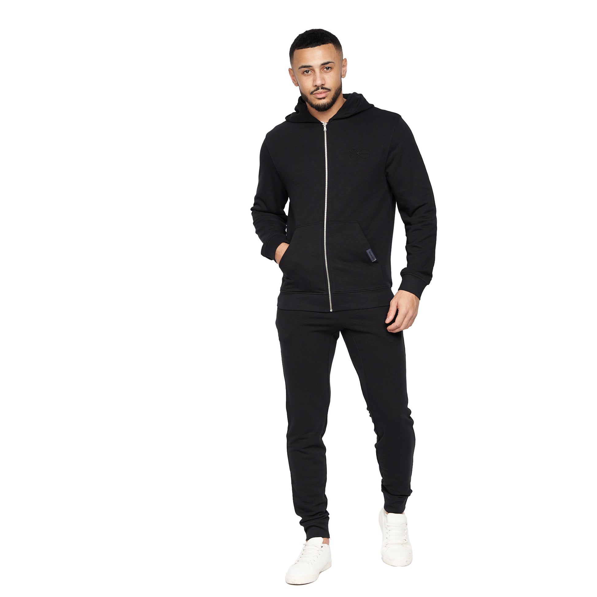 Black - Lifestyle - Crosshatch Mens Braxson Full Zip Hoodie