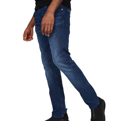 Dark Wash - Side - Crosshatch Mens Svelte Stretch Jeans