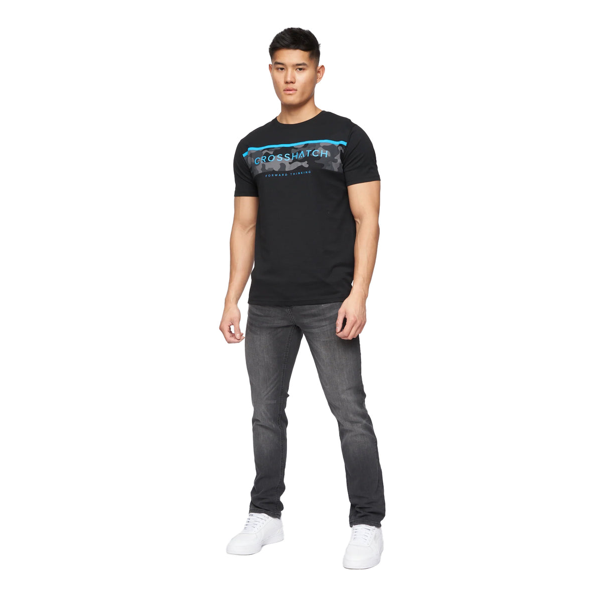Washed Grey - Side - Crosshatch Mens Svelte Stretch Jeans