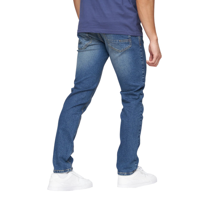 Stone Wash - Back - Crosshatch Mens Buraca Slim Jeans