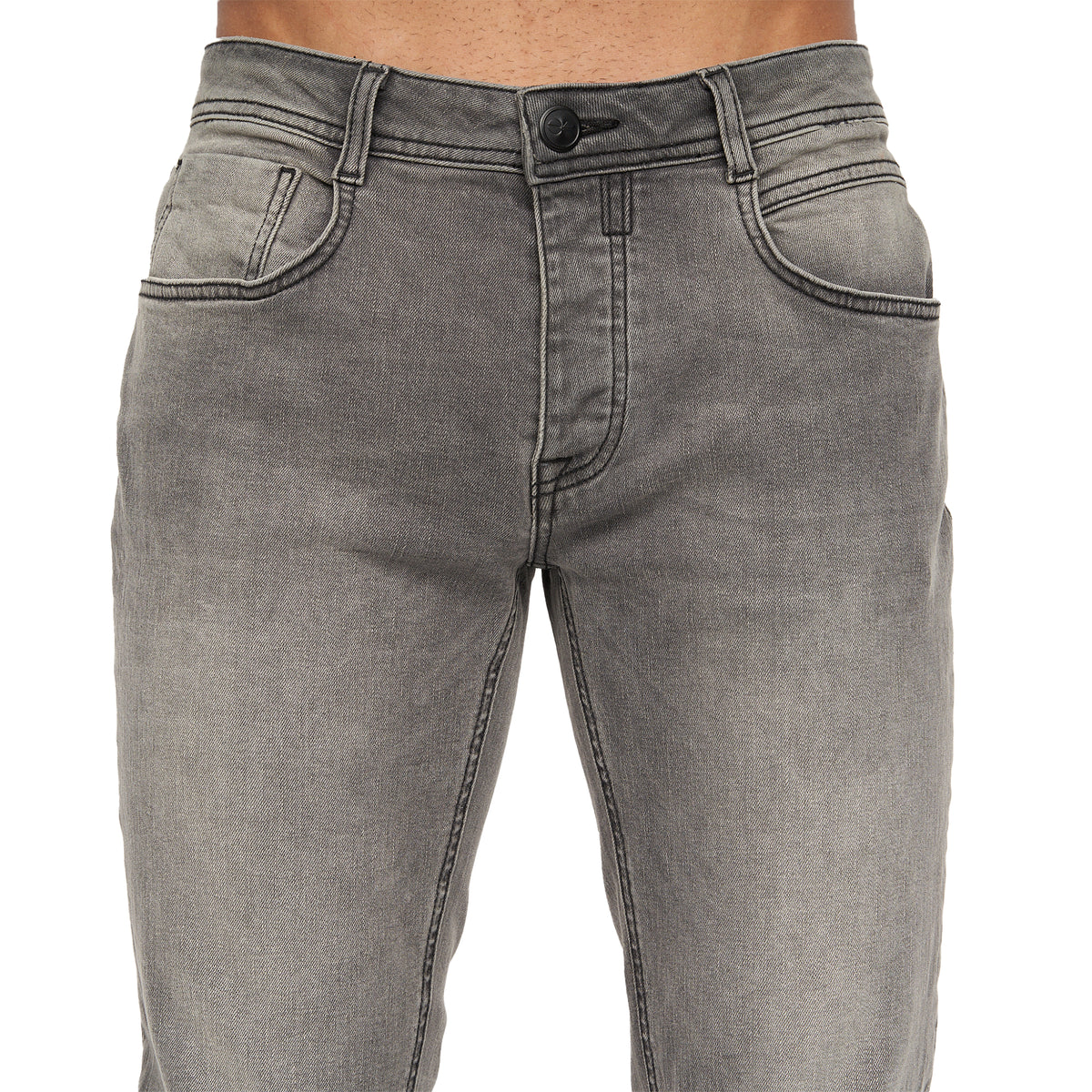 Light Grey Wash - Side - Crosshatch Mens Malcolm Slim Jeans