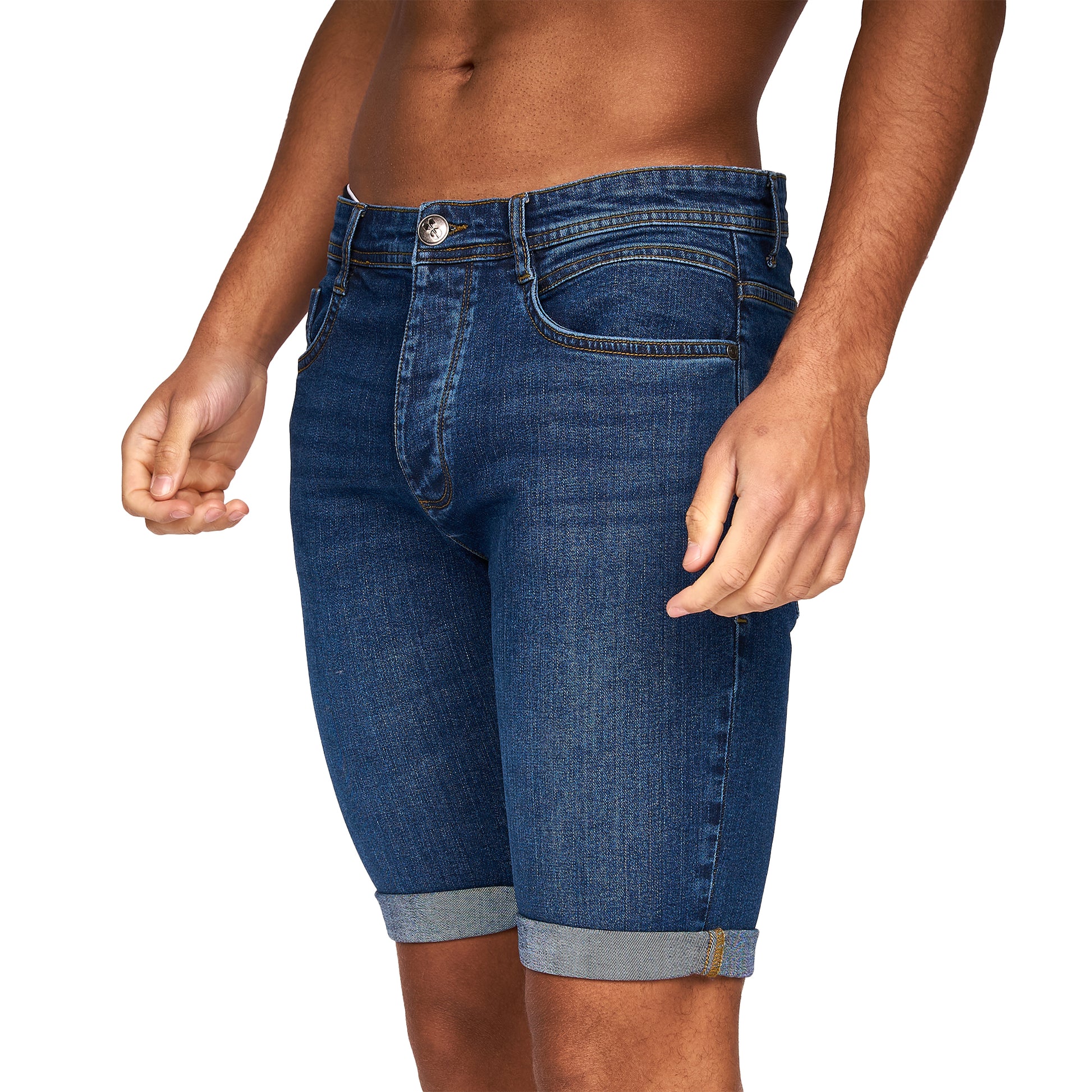 Mid Wash - Front - Crosshatch Mens Tadcaster Denim Shorts
