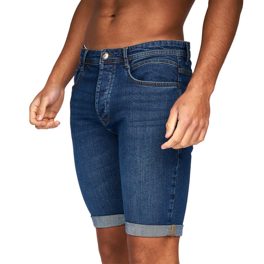 Mid Wash - Front - Crosshatch Mens Tadcaster Denim Shorts