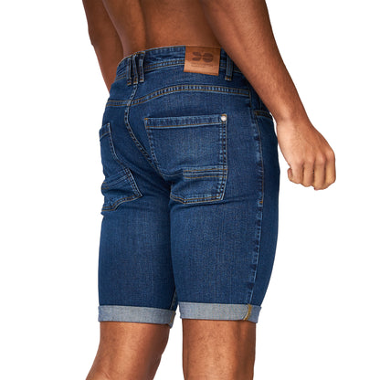 Mid Wash - Back - Crosshatch Mens Tadcaster Denim Shorts