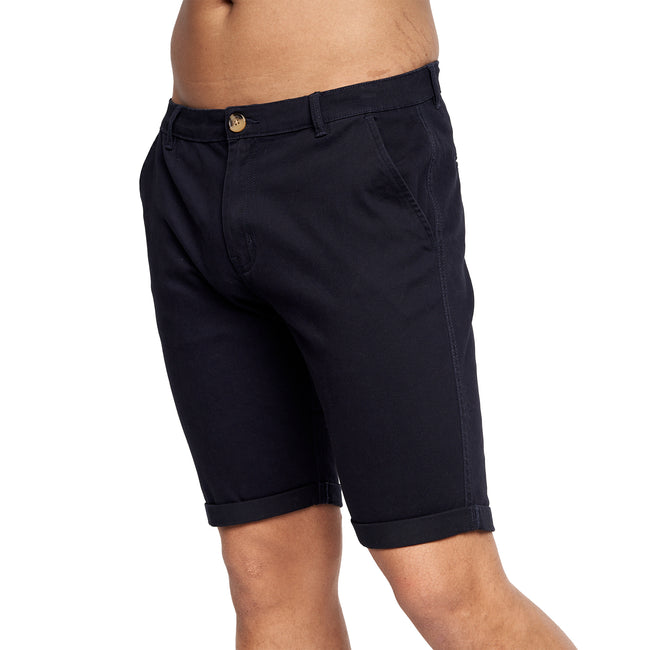 Navy - Side - Crosshatch Mens Sinwood Chino Shorts