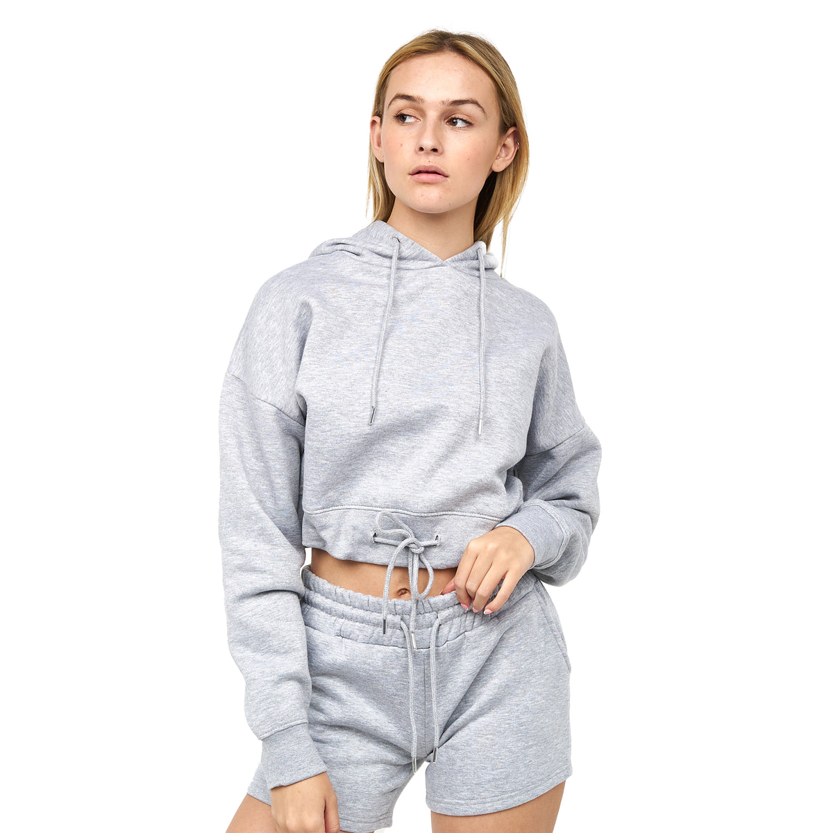 Grey Marl - Front - Juice Womens-Ladies Danica 2 Crop Hoodie