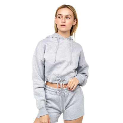 Grey Marl - Front - Juice Womens-Ladies Danica 2 Crop Hoodie