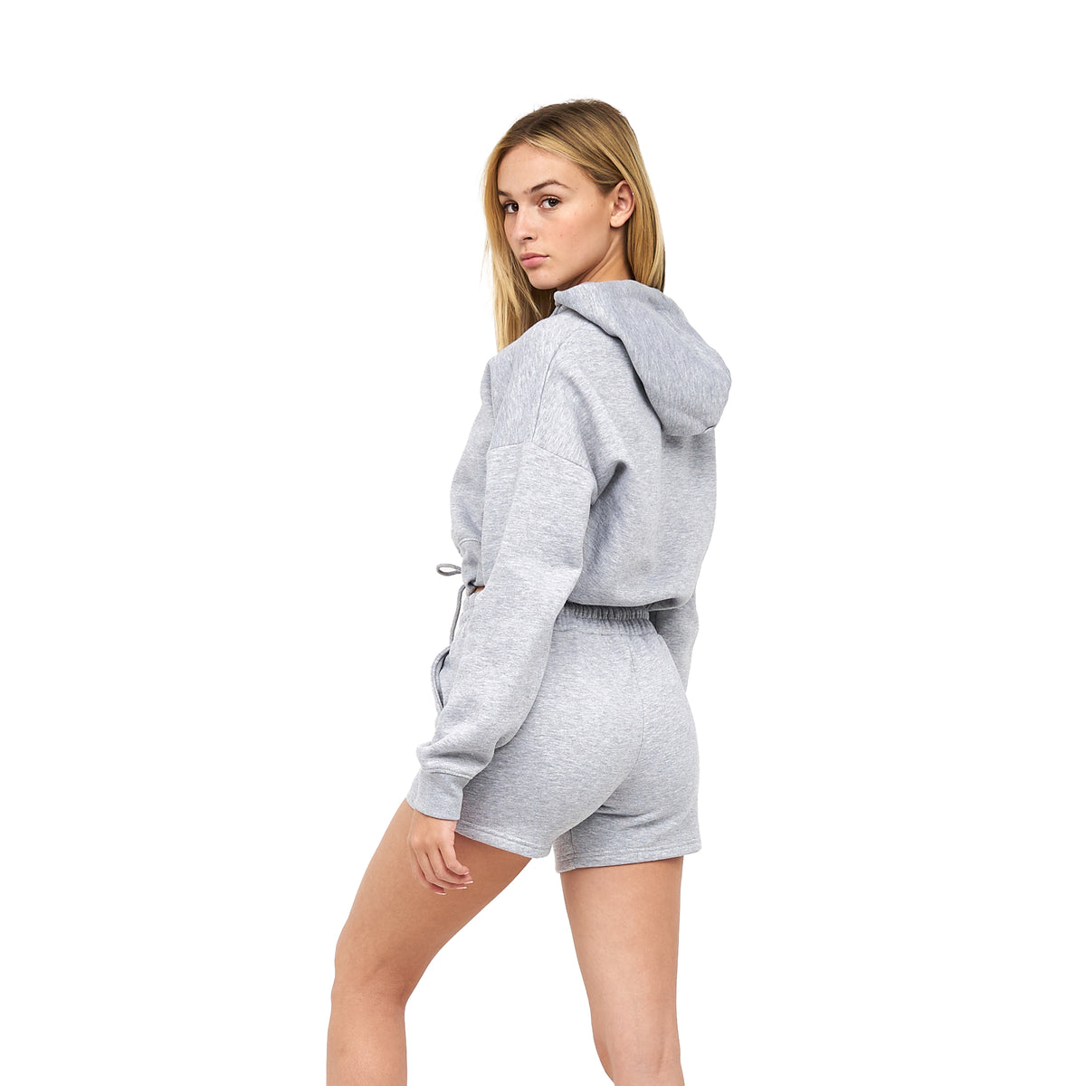 Grey Marl - Back - Juice Womens-Ladies Danica 2 Crop Hoodie