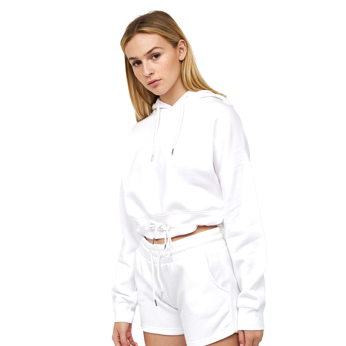 White - Side - Juice Womens-Ladies Danica 2 Crop Hoodie