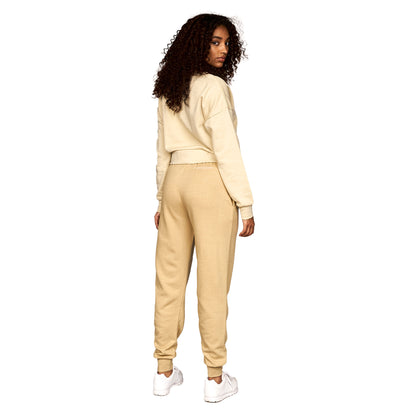 Stone - Back - Juice Womens-Ladies Catalina Crew Neck Crop Sweatshirt