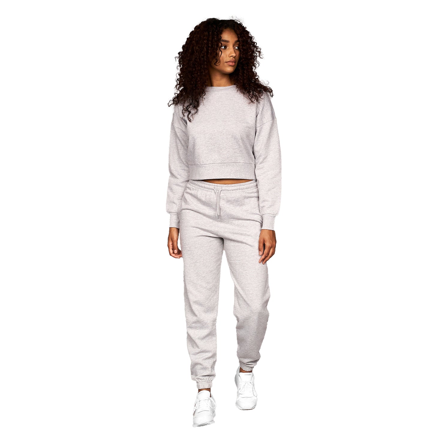 Grey Marl - Pack Shot - Juice Womens-Ladies Catalina Crew Neck Crop Sweatshirt
