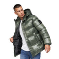 Dark Olive - Side - Crosshatch Mens Crosswell High Shine Jacket