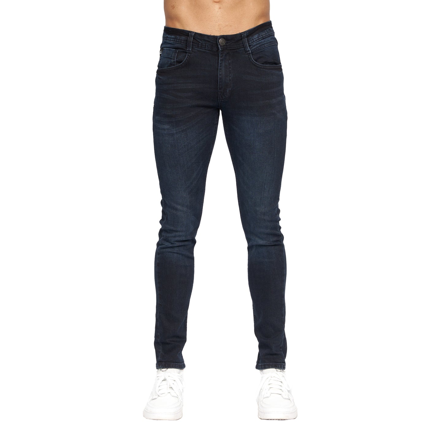 Blue Black - Front - Duck And Cover Mens Maylead Slim Jeans