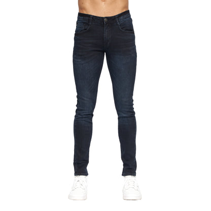 Blue Black - Front - Duck And Cover Mens Maylead Slim Jeans