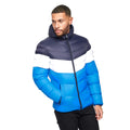 Navy-Blue-White - Side - Crosshatch Mens Crowlave Panelled Padded Jacket