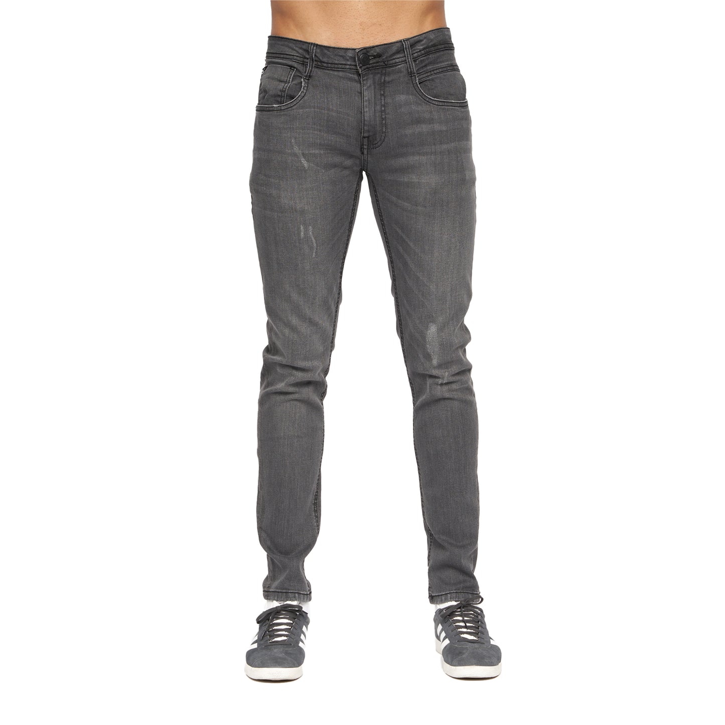 Mid Grey - Front - Duck and Cover Mens Tranfold Slim Jeans