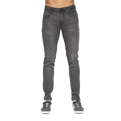 Mid Grey - Front - Duck and Cover Mens Tranfold Slim Jeans