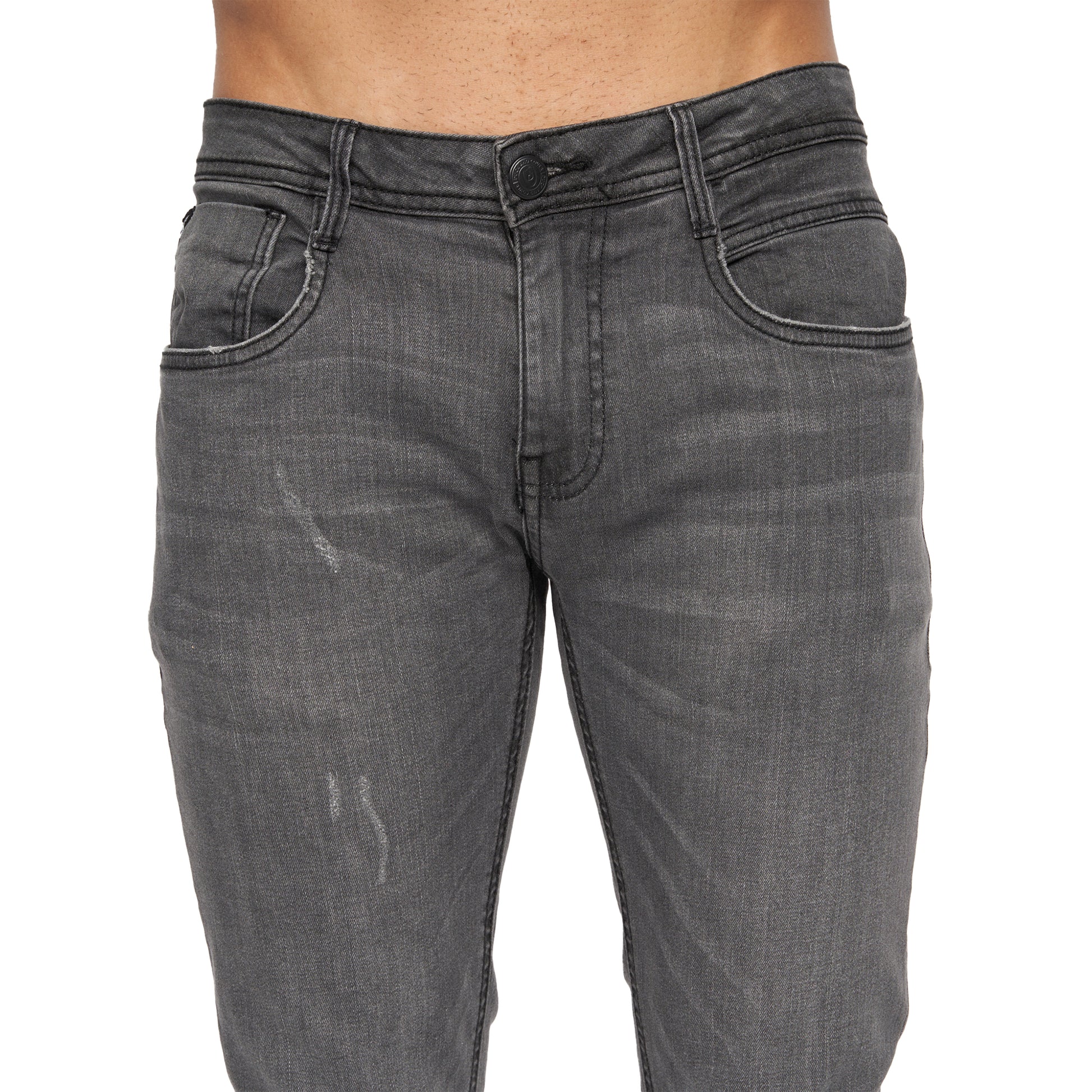 Mid Grey - Side - Duck and Cover Mens Tranfold Slim Jeans