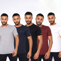Grey-Navy-Black-Red-White - Front - Crosshatch Mens Fellawear T-Shirt (Pack of 5)
