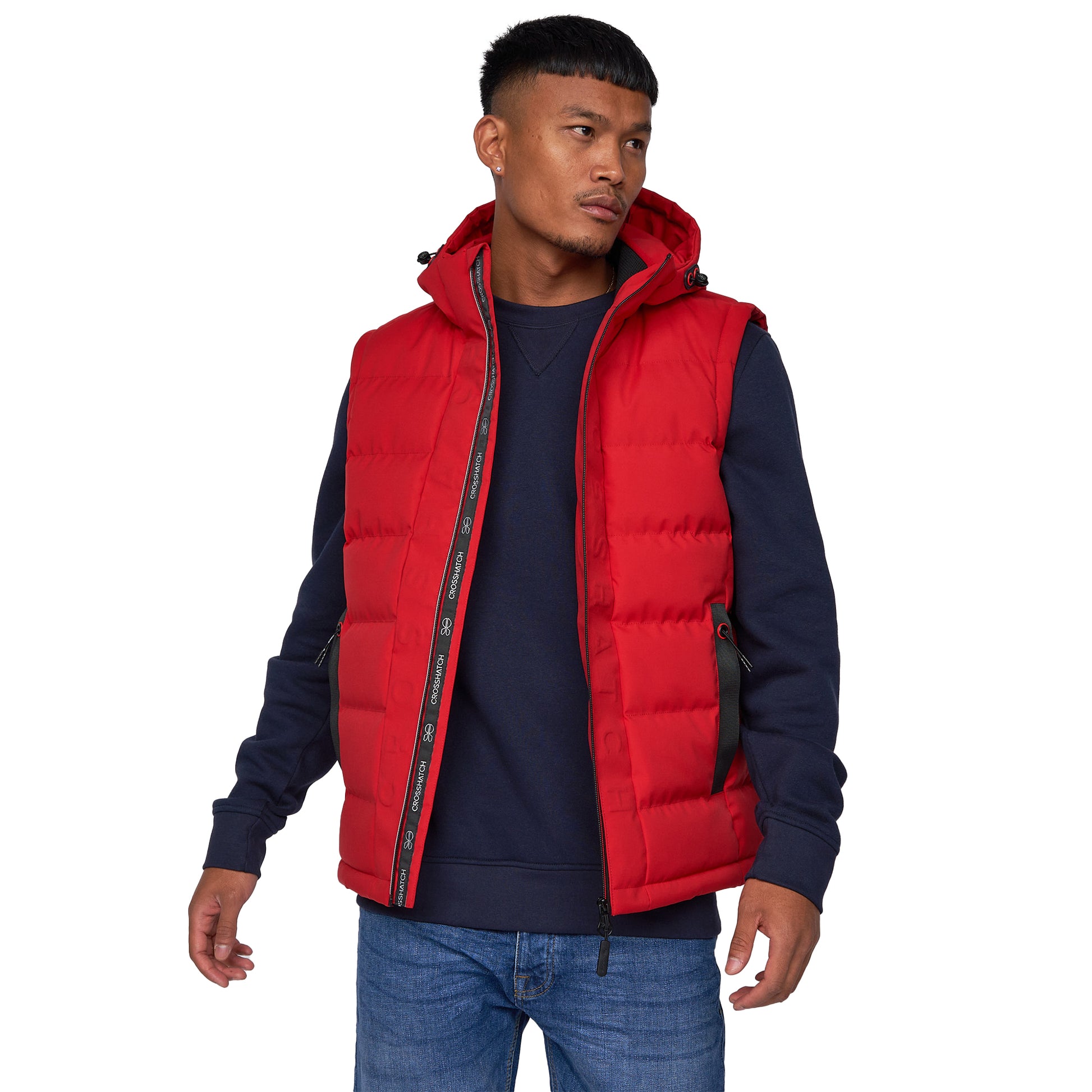 Red - Side - Crosshatch Mens Kampnew Embossed Gilet