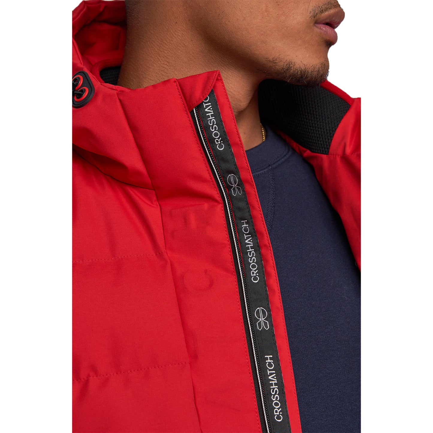 Red - Lifestyle - Crosshatch Mens Kampnew Embossed Gilet