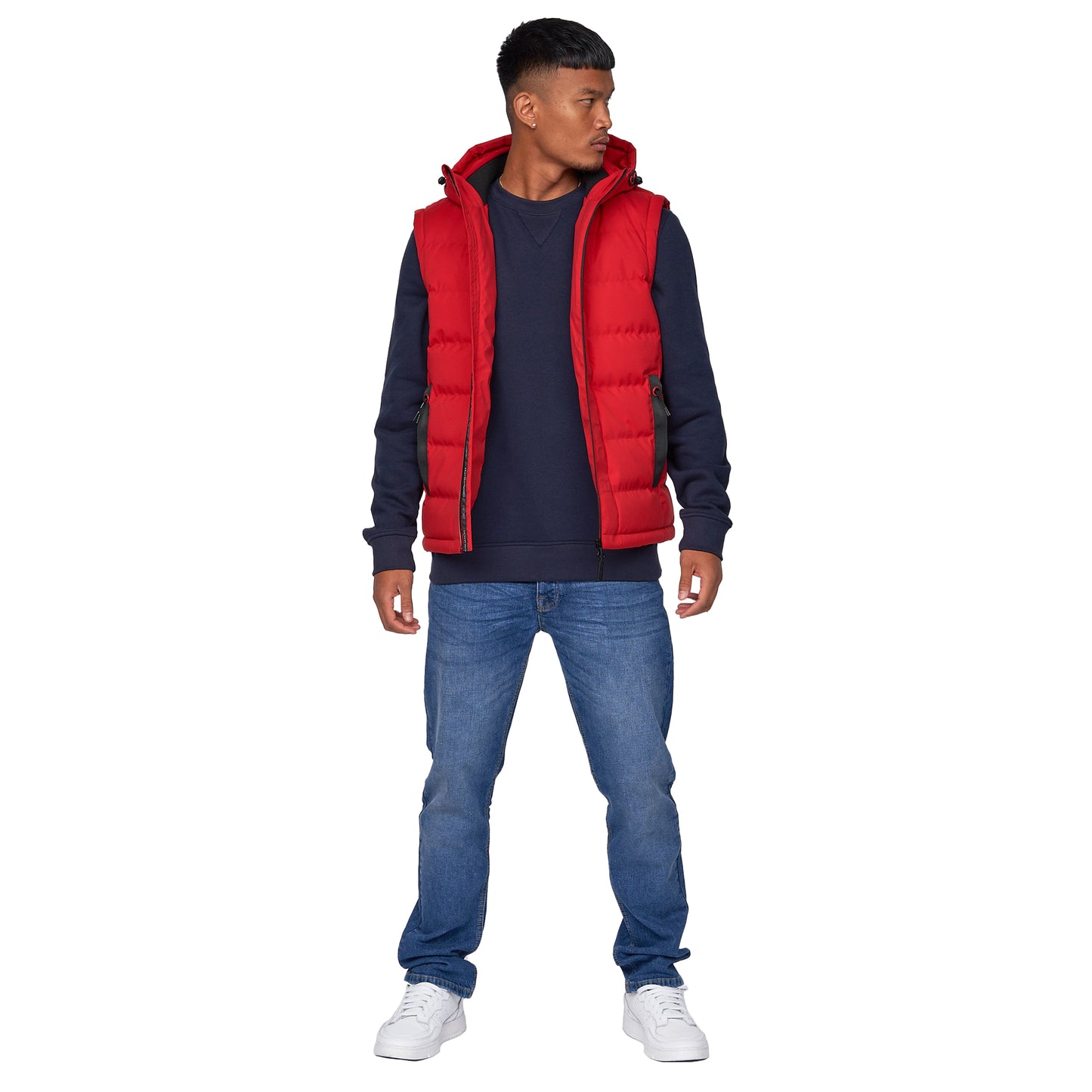 Red - Pack Shot - Crosshatch Mens Kampnew Embossed Gilet