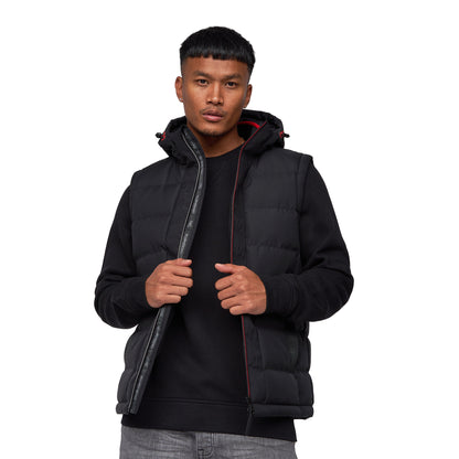 Black - Side - Crosshatch Mens Kampnew Embossed Gilet