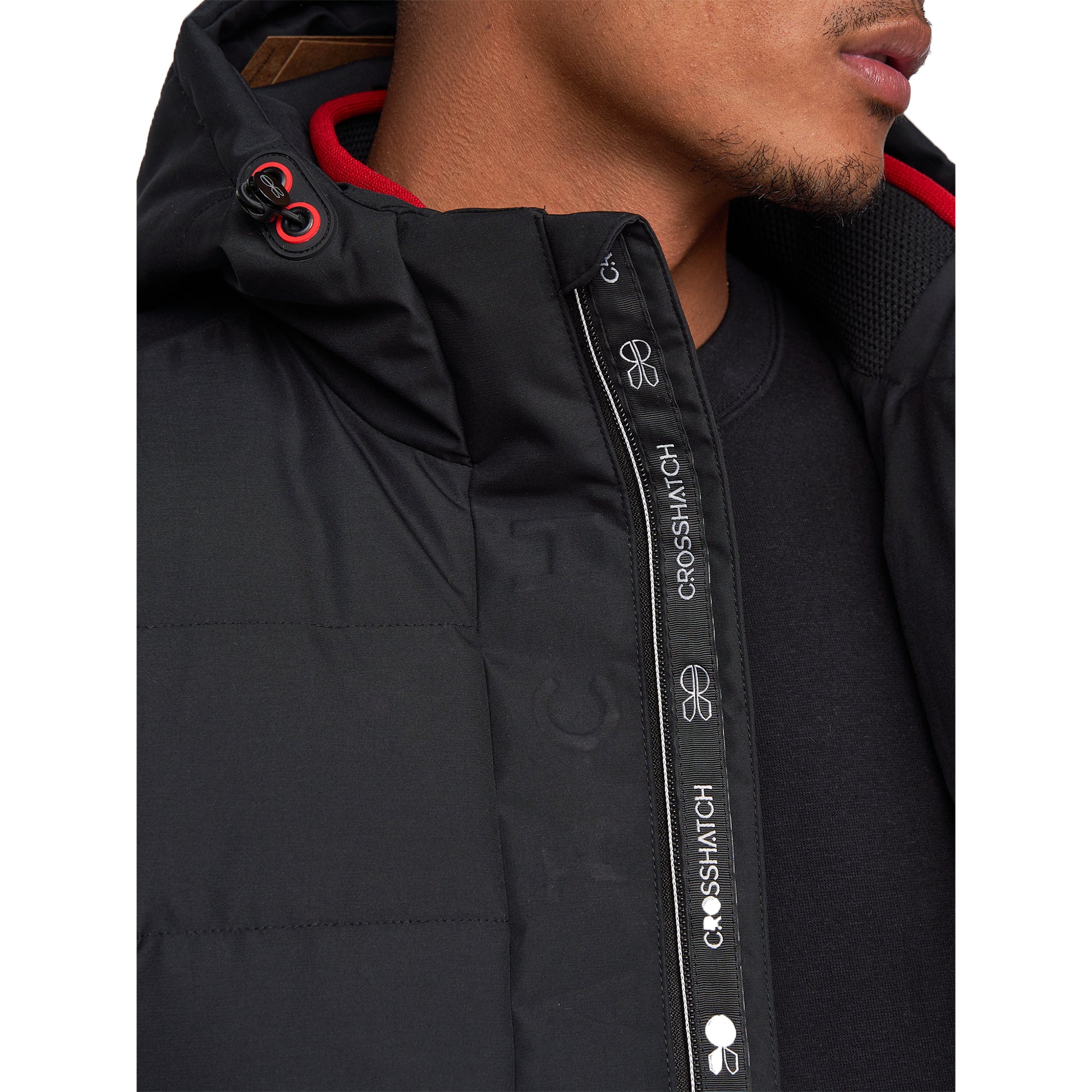 Black - Lifestyle - Crosshatch Mens Kampnew Embossed Gilet