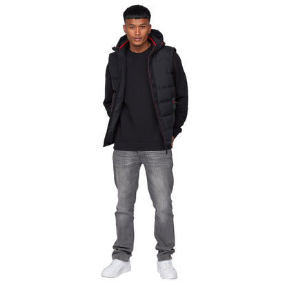 Black - Pack Shot - Crosshatch Mens Kampnew Embossed Gilet