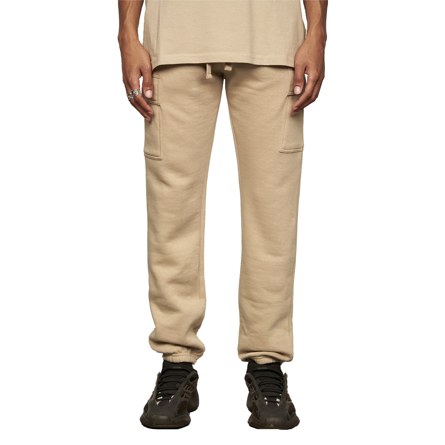 Taupe - Front - EKO Essentials Mens Moxley Cargo Jogging Bottoms