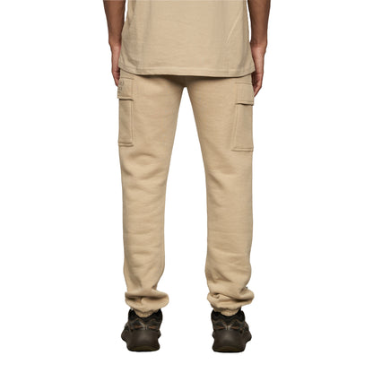 Taupe - Back - EKO Essentials Mens Moxley Cargo Jogging Bottoms