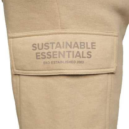 Taupe - Pack Shot - EKO Essentials Mens Moxley Cargo Jogging Bottoms