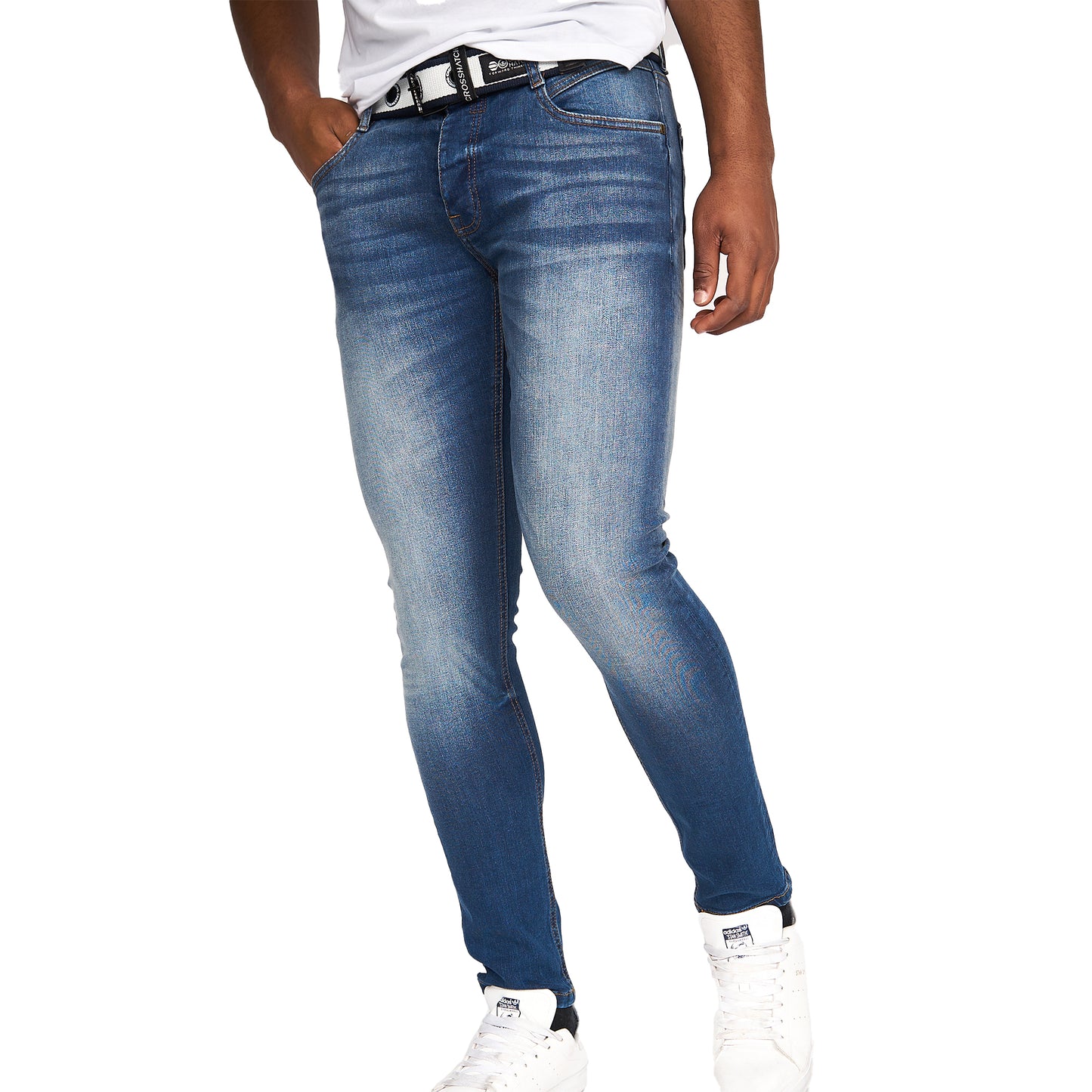 Tinted Blue - Front - Crosshatch Mens Barbeck Slim Jeans
