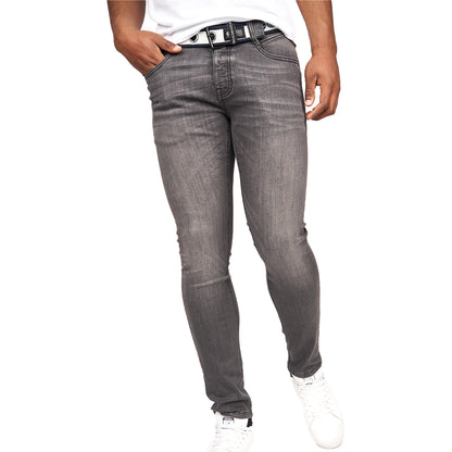 Washed Grey - Front - Crosshatch Mens Barbeck Slim Jeans