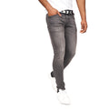 Washed Grey - Side - Crosshatch Mens Barbeck Slim Jeans