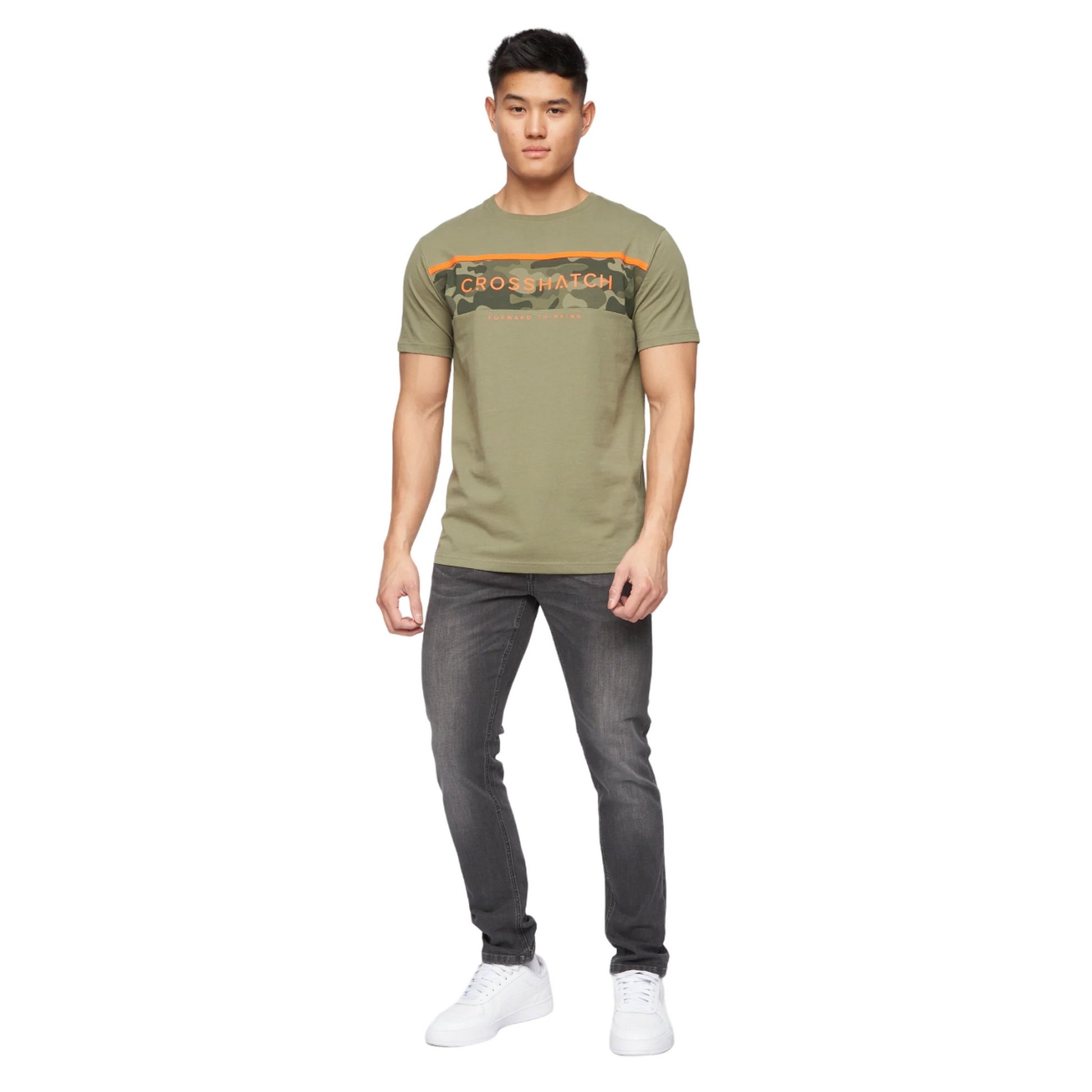 Grey Wash - Side - Crosshatch Mens Barbeck Slim Jeans