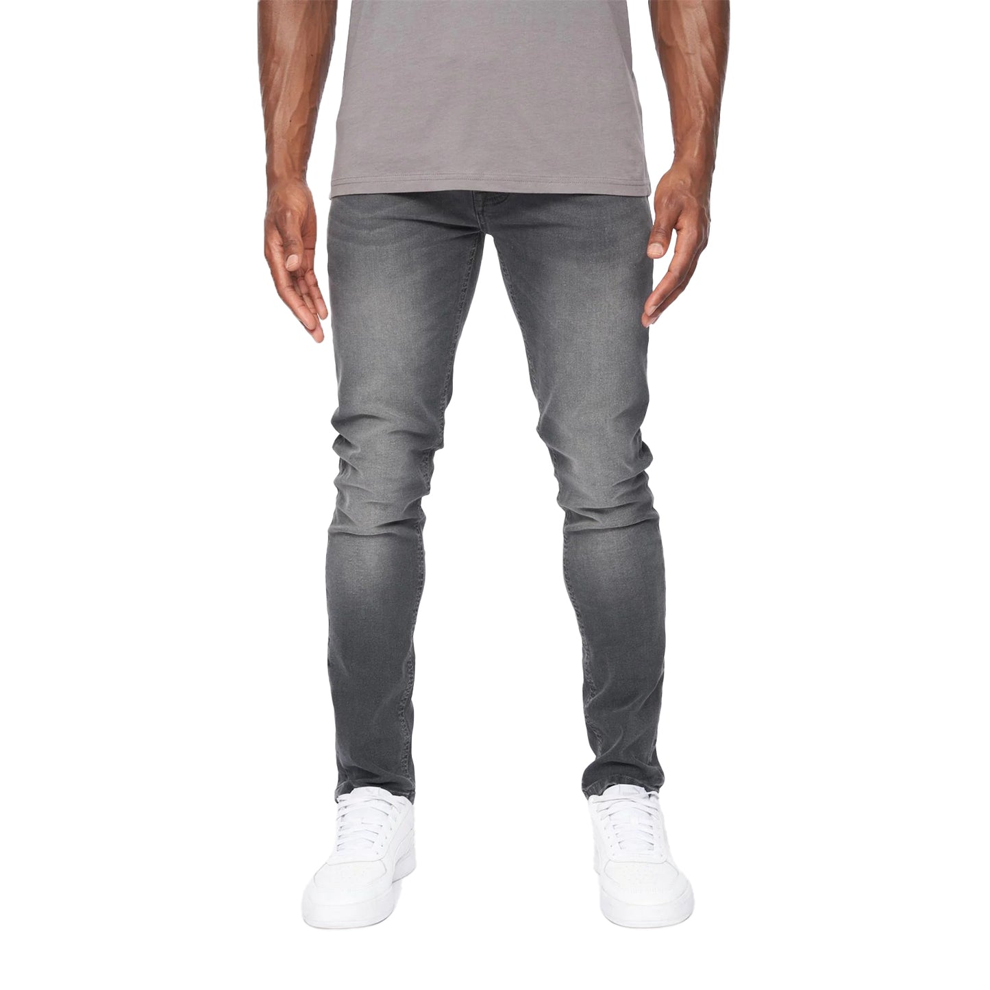 Light Grey Wash - Front - Crosshatch Mens Barbeck Slim Jeans