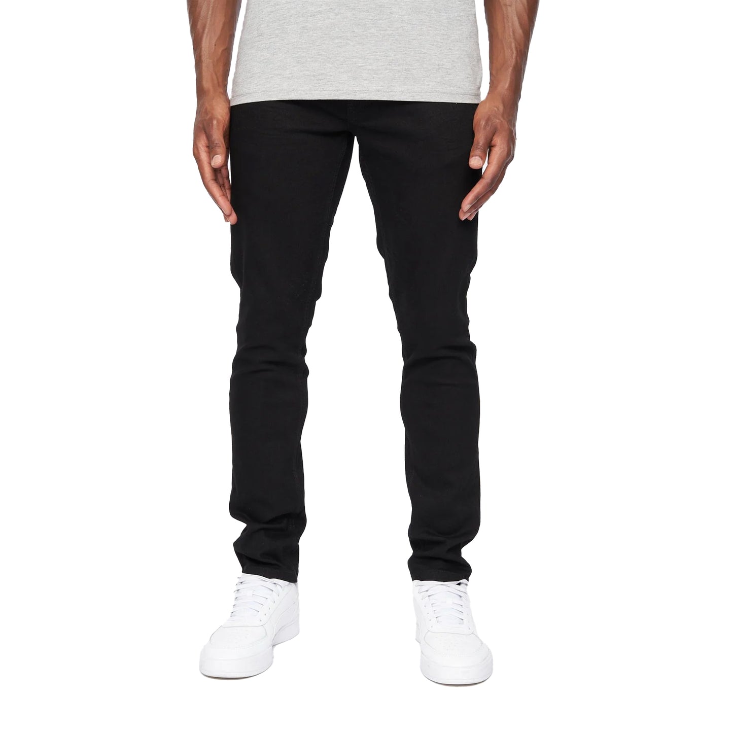 Solid Black - Front - Crosshatch Mens Barbeck Slim Jeans