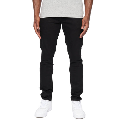 Solid Black - Front - Crosshatch Mens Barbeck Slim Jeans