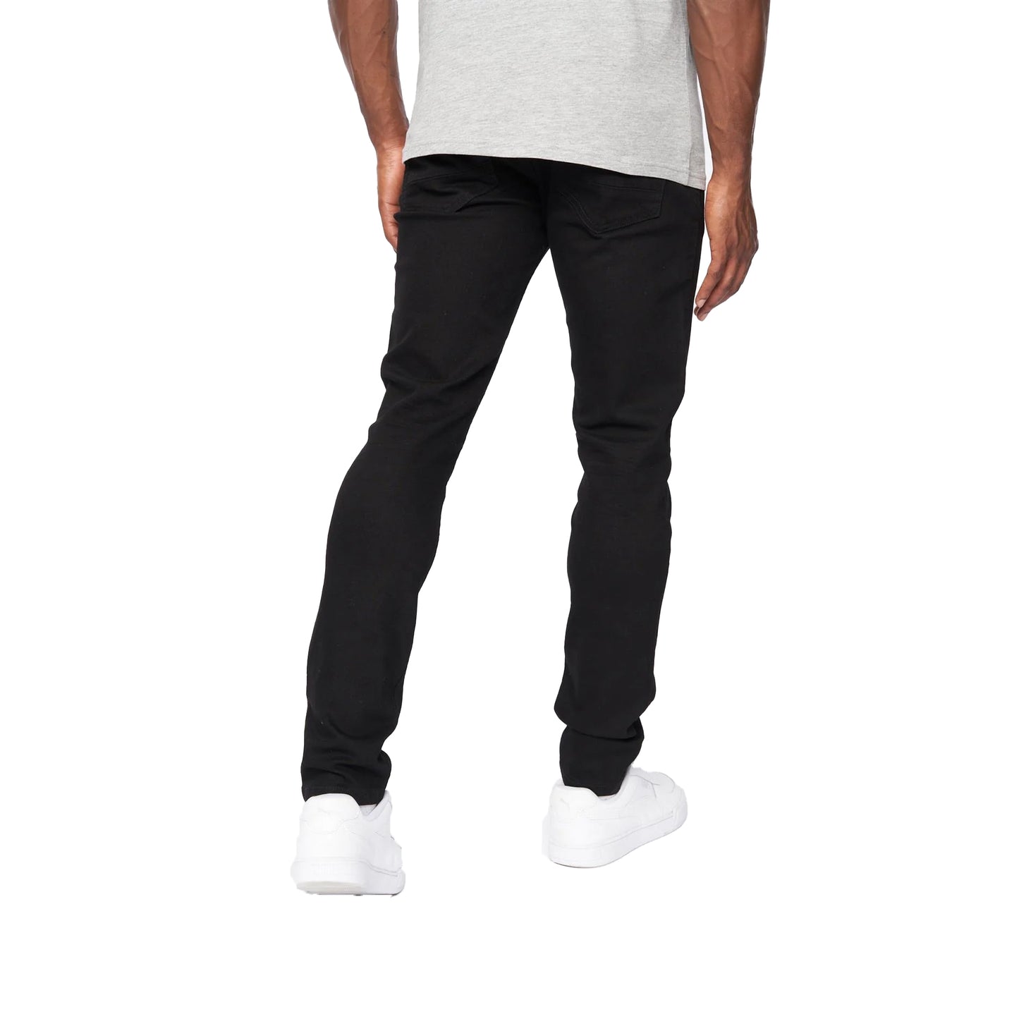 Solid Black - Back - Crosshatch Mens Barbeck Slim Jeans
